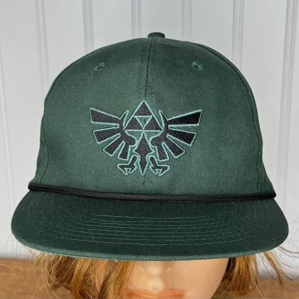 Zelda Tears Of The Kingdom Hylian Crest Snapback Green Hat Nintendo 2023 EUC